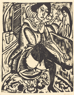 Woman Tying Her Shoe (Frau, Schuh Zuknopfend) by Ernst Ludwig Kirchner