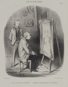 Yes, It Is My Deceased Wife!...Only You Have Flattered Her Too Much! (Oui c'est bien feue ma femme ! ...Seulement je trouve que vous l'avez trop flattée!....) by Honoré Daumier