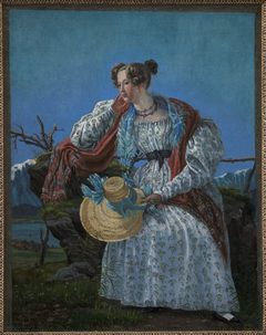 Young Woman Sitting in a Norwegian Landscape by Frederik Sødring