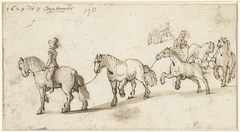 Zeven paarden op een rij by Gerard ter Borch II