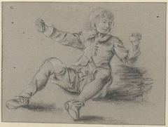 Zittende jongen met opgeheven armen by Unknown Artist