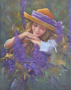 "Girl with purple flowers" by Οδυσσέας Οικονόμου