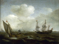 A Dutch Ship and a Kaag in a Fresh Breeze by Hendrick Cornelisz Vroom