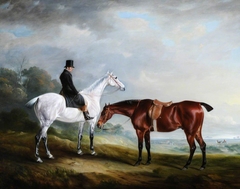 A Groom and Two Hunters by John Ferneley