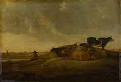 A Herdsman with Seven Cows by a River by Anonymous