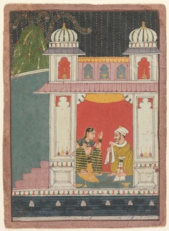 A Heroine and Her Lover in a Pavilion: Page from a Dispersed Nayikabheda by Anonymous