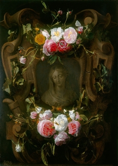 A Relief Embellished with a Garland of Roses by Daniel Seghers