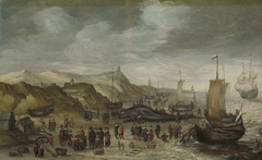 A Sperm Whale Washed up on the Beach at Noordwijk, 28 December 1614 by Unknown Artist