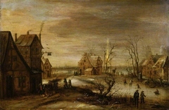 A village in winter by Frans de Momper