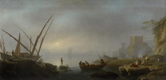 An Italian Port Scene by Charles François Grenier de Lacroix