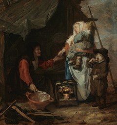 An Old Woman Cooking Pancakes by Gabriël Metsu