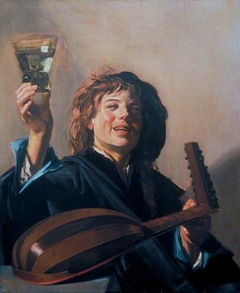 Boy with a glass and a lute by Frans Hals