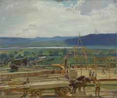 Building a Mill at Labergement by Alfred Munnings