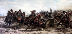 Charge de l'artillerie de la garde impériale à Traktir en Crimée, le 16 août 1855 by Adolf Schreyer