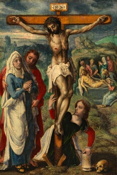 Christ on the Cross, with the Entombment in the Background (formerly attributed to Pieter Aertsen) by Pieter Aertsen