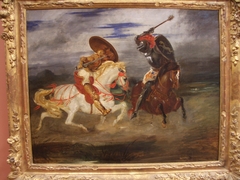 Confrontation of knights in the countryside by Eugène Delacroix