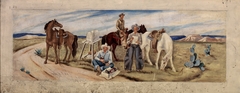 Cowboys Receiving the Mail (mural study, Giddings, Texas Post Office) by Otis Dozier