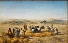 Dépiquage des blés en Algérie by Adolphe Pierre Leleux