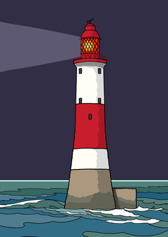 Design for a toy lighthouse. Beachy Head Lighthouse 1902. Drawn in Photoshop Elements. by Peter de Wit