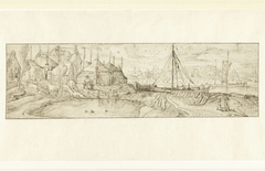 Dorp aan een rivier by Jan van de Velde II