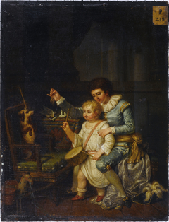 Enfants jouant avec un chien by Nicolas-André Monsiau