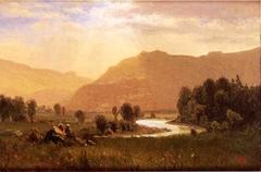 Figures in a Hudson River Landscape by Albert Bierstadt