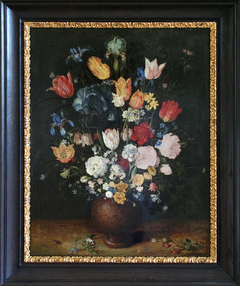 Flower bouquet in an earthenware pot by Jan Brueghel the Elder