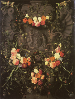 Flower garland with Saint Catherine by Daniel Seghers