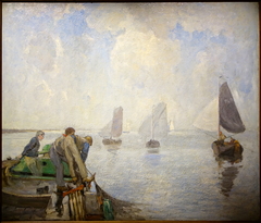 Garnaalvissers op de Beneden-Schelde by Richard Baseleer