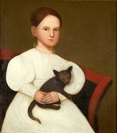 Girl in White Dress with Black Cat by Zedekiah Belknap