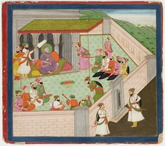 Illustrations to Life of Dhurva Maharaj: #1 Durbar of King Uttan Pad by Anonymous