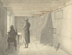 Interieur met twee mannen waaronder een tekenaar by Christiaan Andriessen