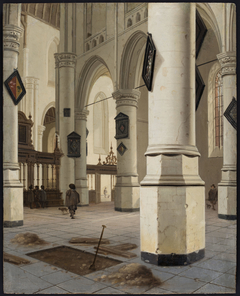 Interior of an old church in Delft by Hendrick Cornelisz van Vliet