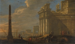 Italian harbor view by Jacob van der Ulft