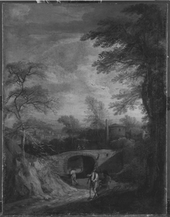 Italienische Abendlandschaft mit Brücke (Art des) by Franz Joachim Beich