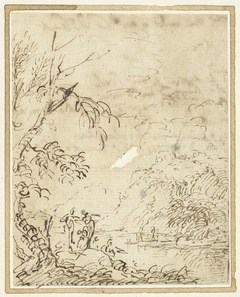 Krijgslieden met lansen in een landschap by Salvator Rosa