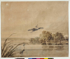 Lake Scene With Two Herons by Thomas Girtin