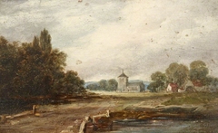 Landscape with a Road leading to a distant Church by Anonymous