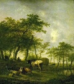 Landscape with cattle by Jan Kobell II