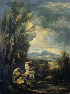 Landscape with Saint Bruno ? by Alessandro Magnasco