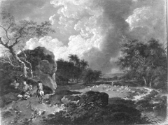 Landschaft mit Reiter und Schafherde by Ferdinand Kobell