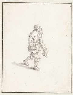 Lopende man met zijn hoed in zijn hand by Herman Saftleven