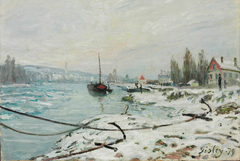 Mooring Lines, the Effect of Snow at Saint-Cloud by Alfred Sisley