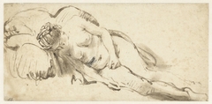 Nude Woman Resting on a Cushion by Rembrandt