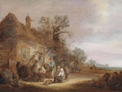 Peasants and musicians outside a tavern by Isaac van Ostade