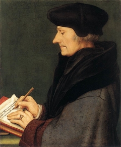 Portrait of Erasmus of Rotterdam writing by Hans Holbein