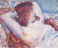 Reclining Woman with Red Hair by Théo van Rysselberghe