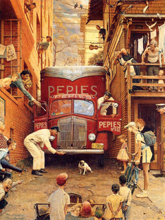 Roadblock (Bulldog Blocking Truck) by Norman Rockwell