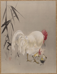 Rooster and Hen with Chicks by Watanabe Shōtei