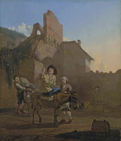 Ruined Castle with a Man on a Donkey before a Gate by Karel Dujardin